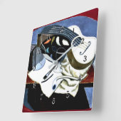 有名な画家のテーブル、ファン・グリ絵画ス。 スクエア壁時計 (傾斜)