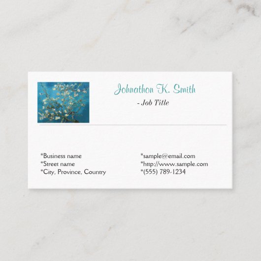 有名な素晴らしアート開花アーモンドツリー 名刺 (正面)