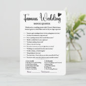 有名な結婚映画引用文ブライダルシャワーゲーム 招待状 (スタンド正面)