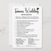 有名な結婚映画引用文ブライダルシャワーゲーム 招待状 (正面)