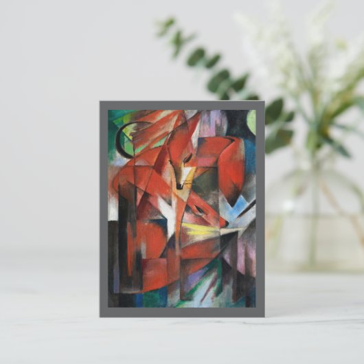 有名な絵画「狐たち」 ポストカード (スタンド正面)