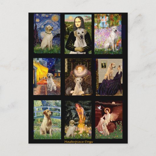 有名な芸術の黄色ラブラドール・コンポジット ポストカード (正面)