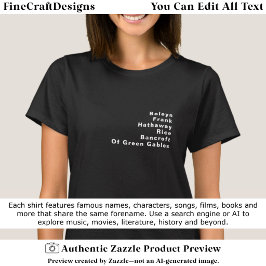 有名な著名人のカスタマイズ可能な姓リスト 06W Tシャツ