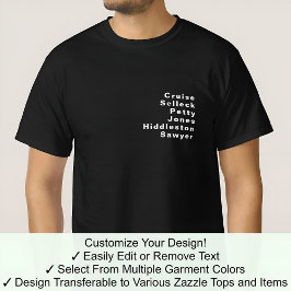 有名な著名人のカスタマイズ可能な姓リスト 06W Tシャツ