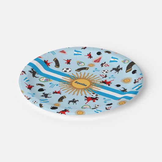 有名な項目が付いているアルゼンチンの国旗 ペーパープレート (アングル)