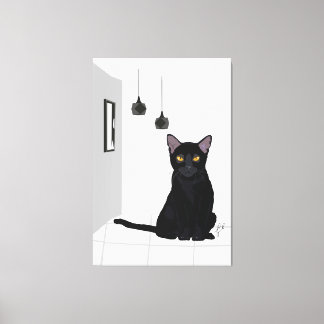 有名な黒猫絵を描の壁画 キャンバスプリント