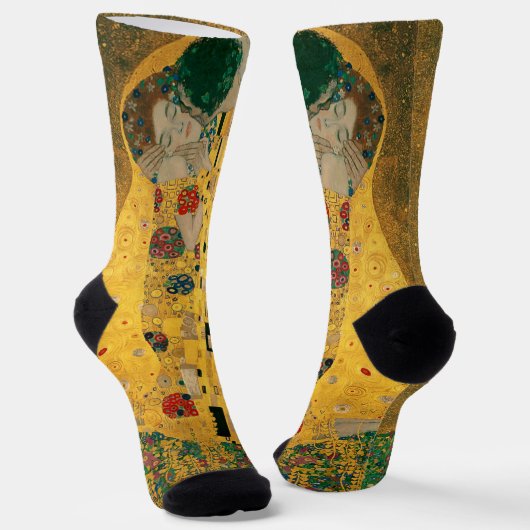 有名アート絵画のゴールデン"キス"グスタフクリムト ソックス (傾斜あり)