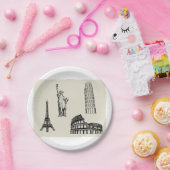 有名ランドマークイラストレーション ペーパープレート (パーティー)