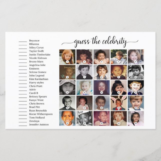 有名人の赤ちゃんシャワーのゲームを推測する、誰だ (正面)