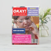 有名人ゴシップ雑誌風カスタム誕生日招待状 招待状 (スタンド正面)