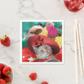 有名人猫プリンセス装置、鳩つき赤帽子 スタンダードカクテルナプキン (インサイチュ)