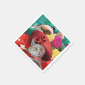 有名人猫プリンセス装置、鳩つき赤帽子 スタンダードカクテルナプキン (角)