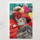 有名人猫プリンセス赤帽子及び鳩 便箋 (正面/裏面)