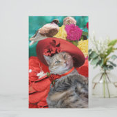 有名人猫プリンセス赤帽子及び鳩 便箋 (スタンド正面)