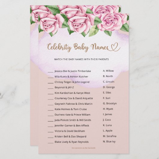 有名人赤ちゃん名テディベア女の子ベビーシャワー (正面/裏面)