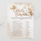 有名人赤ちゃん名赤ちゃんシャワーゲームかわいいクマ 招待状 (正面/裏面)