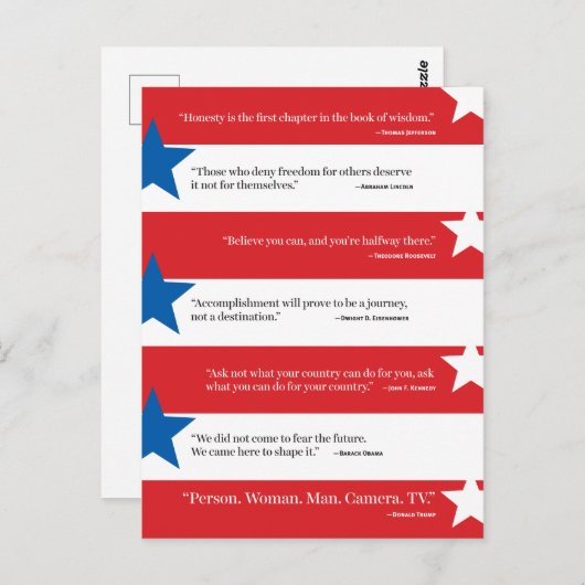 有名大統領の引用文+人物女性男性… ポストカード (正面/裏面)