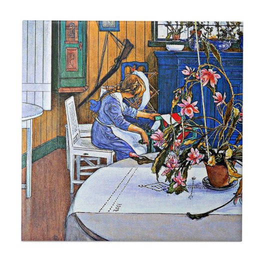 有名絵を描なサボテンのインテリア タイル (正面)