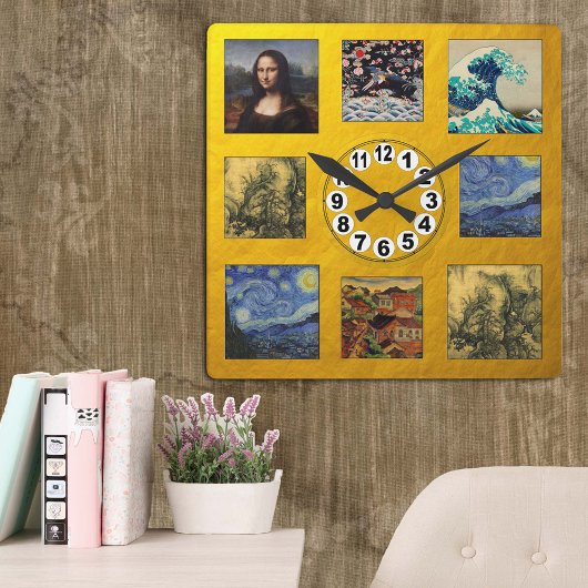 有名絵画なアートクロック/バン・ゴッホ、ダ・ヴィンチ スクエア壁時計
