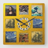 有名絵画なアートクロック/バン・ゴッホ、ダ・ヴィンチ スクエア壁時計 (正面)