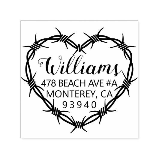 有床式ワイヤーフレーム結婚ハート差出人住所 セルフインキングスタンプ (デザイン)