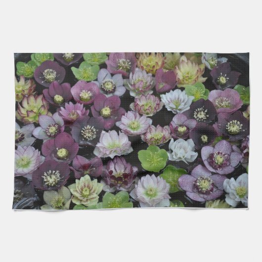 有形カラフルの花 キッチンタオル (横)