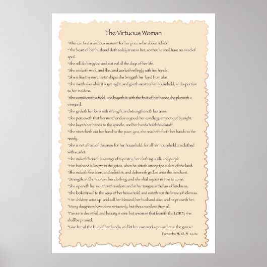 有徳な女性パーチメントプリント ポスター (正面)