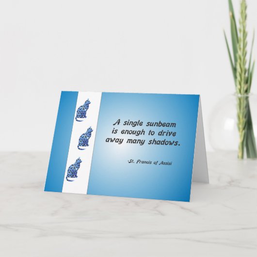 有志の感謝の猫および太陽光線の引用文 サンキューカード (正面)