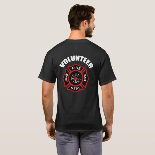 有志の消防士のバッジ Tシャツ (裏面フル)