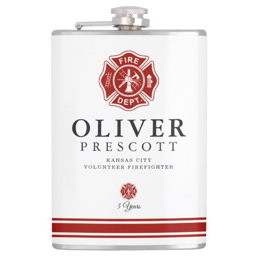 有志の消防士のマルタ十字のカスタム フラスク (正面)