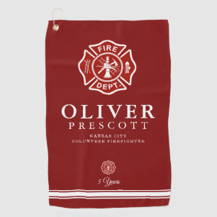 有志の消防士 のマルタ十字の記号の赤 ゴルフタオル