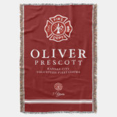 有志の消防士|のマルタ十字の記号の赤 スローブランケット (正面縦)