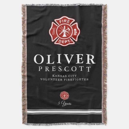 有志の消防士|のマルタ十字の記号の黒 スローブランケット (正面縦)