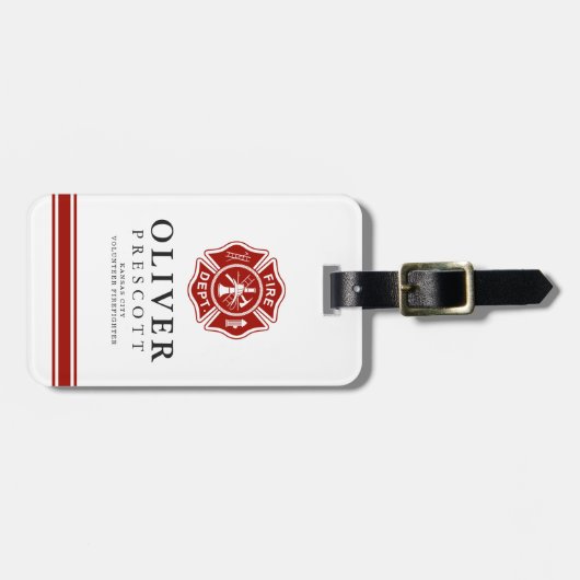 有志の消防士|のマルタ十字の記号 ラゲッジタグ (正面横)