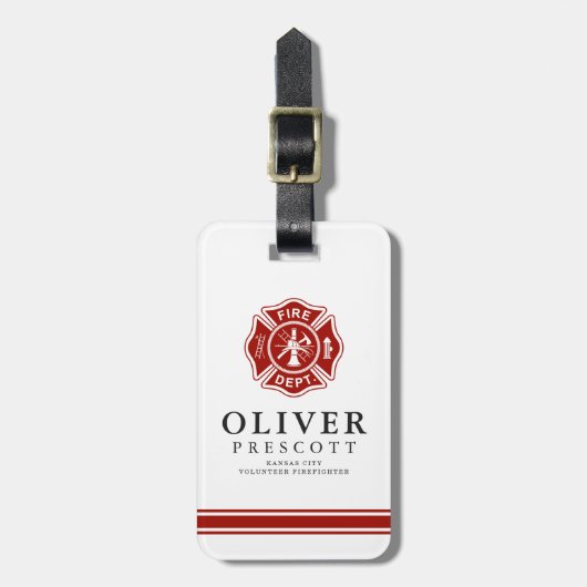 有志の消防士|のマルタ十字の記号 ラゲッジタグ (正面縦)
