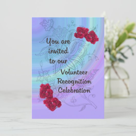 有志の認識の招待状の赤のカーネーション 招待状 (スタンド正面)