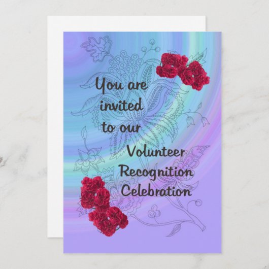 有志の認識の招待状の赤のカーネーション 招待状 (正面/裏面)