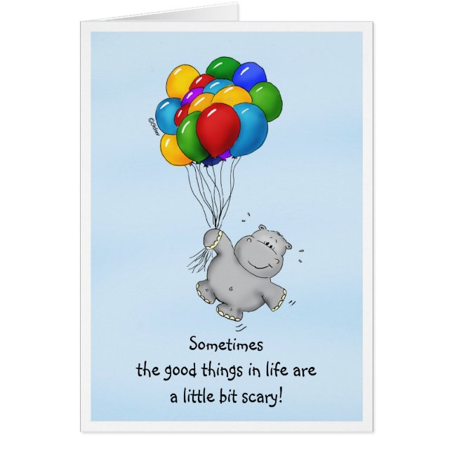 有望なメッセージ-気球を持つカバ (正面)