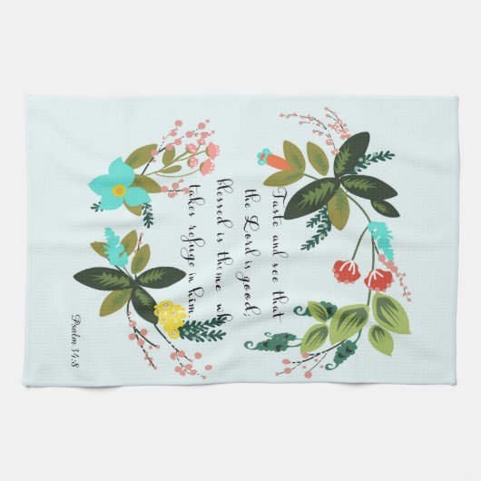 有望な聖書は芸術-賛美歌の34:8 --を作詩します キッチンタオル (横)