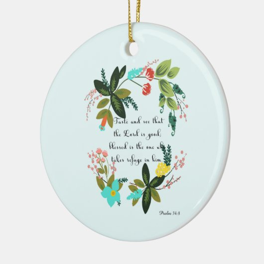 有望な聖書は芸術-賛美歌の34:8 --を作詩します セラミックオーナメント (左)
