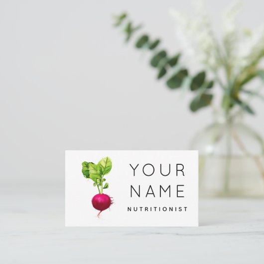 有機ビートルートの水彩画 ベジタブル栄養士 名刺 (スタンド正面)