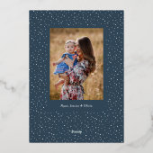 有機的なウィンターボタニカルズ オーバル フォト シェイプ ネイビー 箔シーズンカード (裏面)