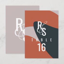 有機的なダークテラコッタブルーブラッシュ着席ウェディング 招待状