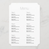 有機的なミニマリスト ナチュラル ウェディング デザイン 編集可能 メニュー (裏面)