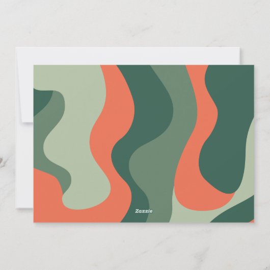 有機的なラインのアブストラクトアート - 1 枚の写真 翡翠とタンジェリンの写真 シーズンカード (裏面)