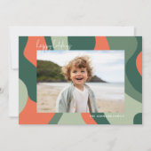 有機的なライン抽象アート - 1 枚の写真 翡翠コーラル シーズンカード (正面)