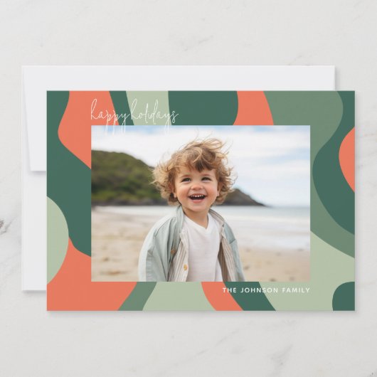 有機的なライン抽象アート - 1 枚の写真 翡翠コーラル シーズンカード (正面)