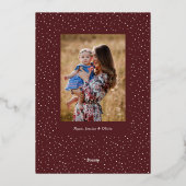 有機的な冬の植物 オーバル フォト シェイプ マルーン 箔シーズンカード (裏面)