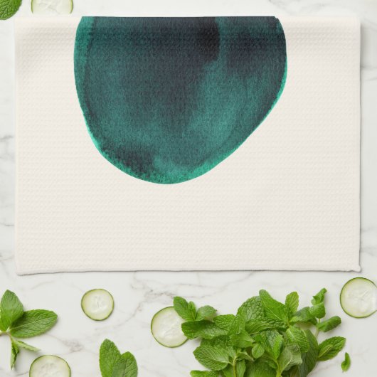 有機的な形のアブストラクト水彩イエローグリーン キッチンタオル (折り畳み)