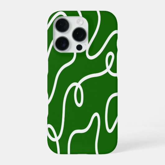 有機的リキッドラインアートフォレストグリーンの波状抽象画 iPhoneケース (裏面)